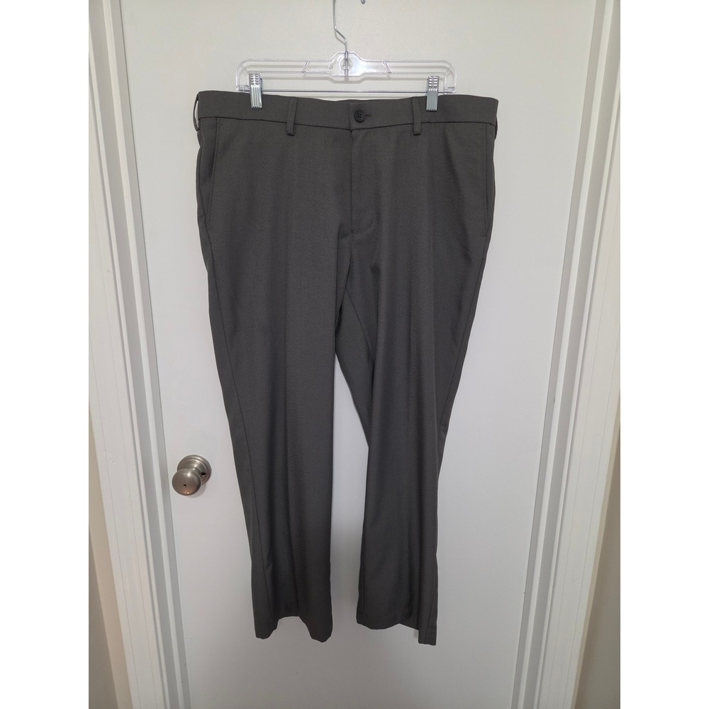 Haggar Mens Straight Fit Dress Pants Gray 38x29 Flat Front Trousers WPL 386